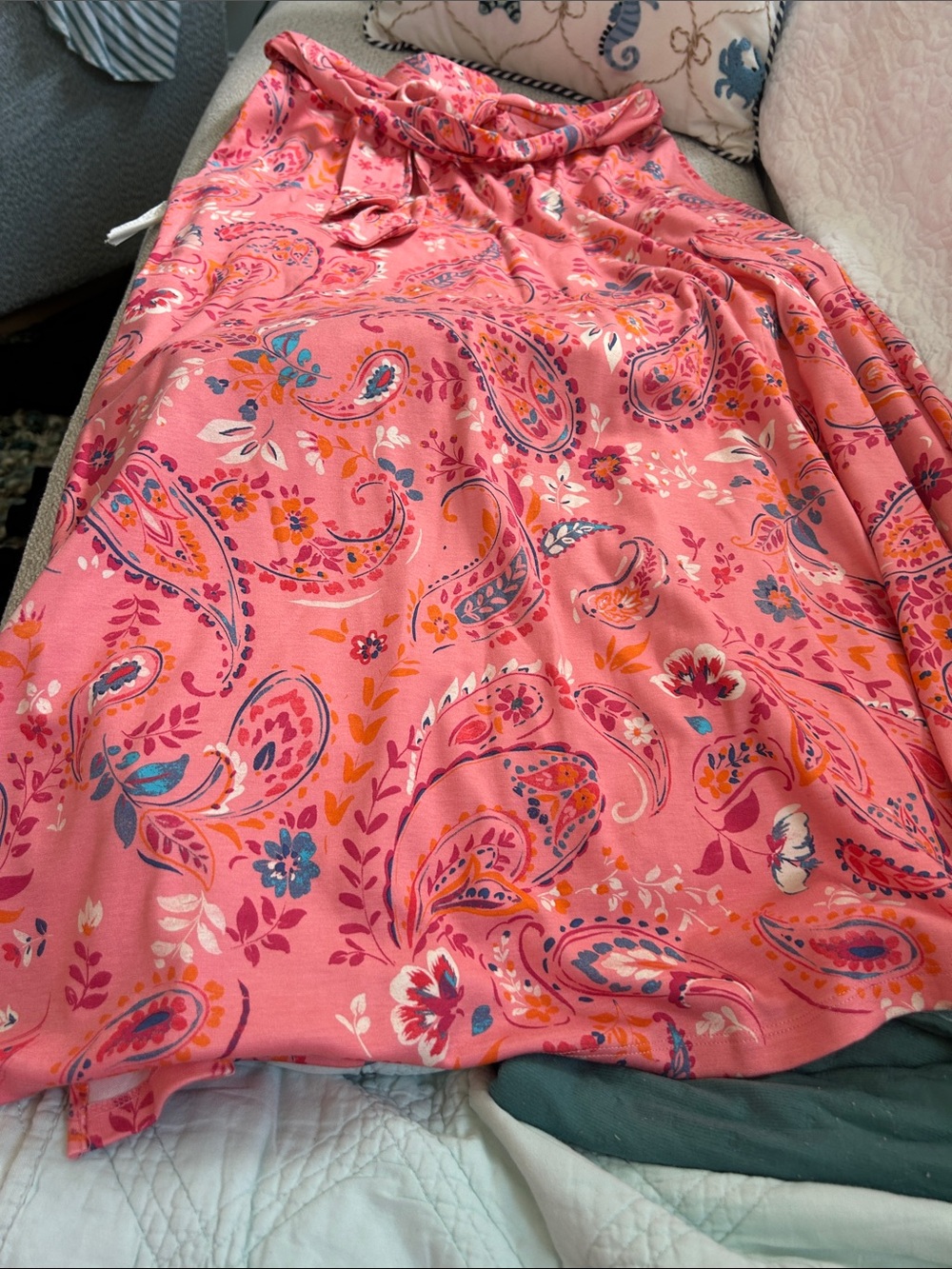 Pink Paisley Floral Midi Skirt